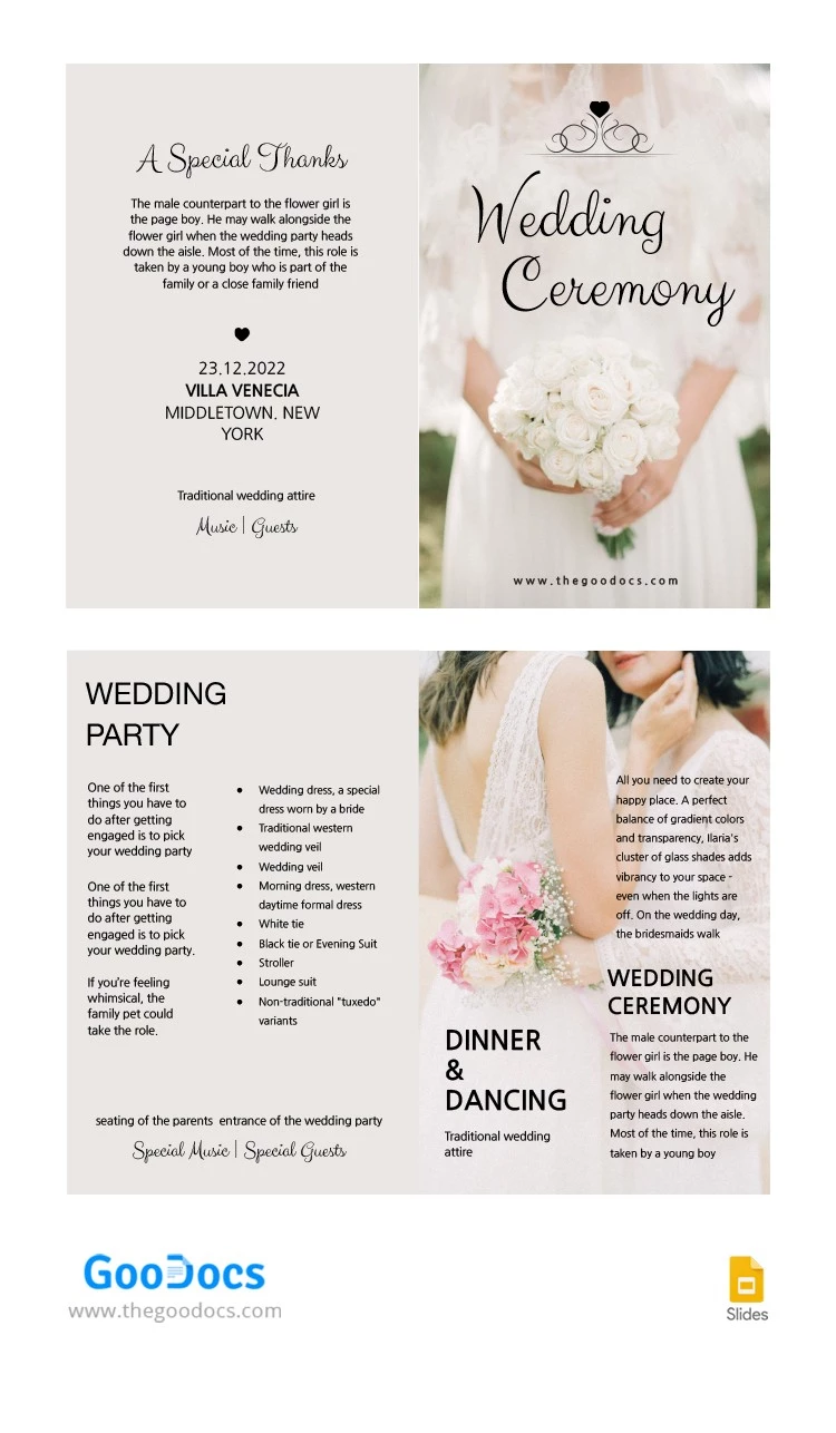 Wedding Bi Fold Booklet - free Google Docs Template - 10064398
