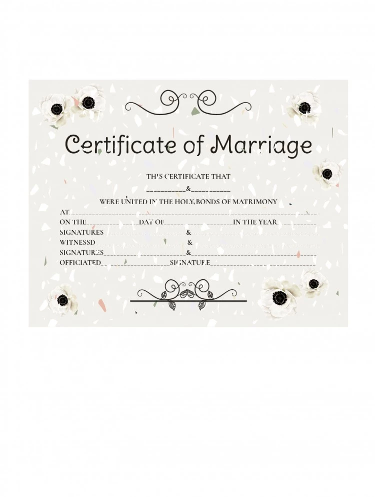 Blumige Hochzeitsurkunde - free Google Docs Template - 10061924