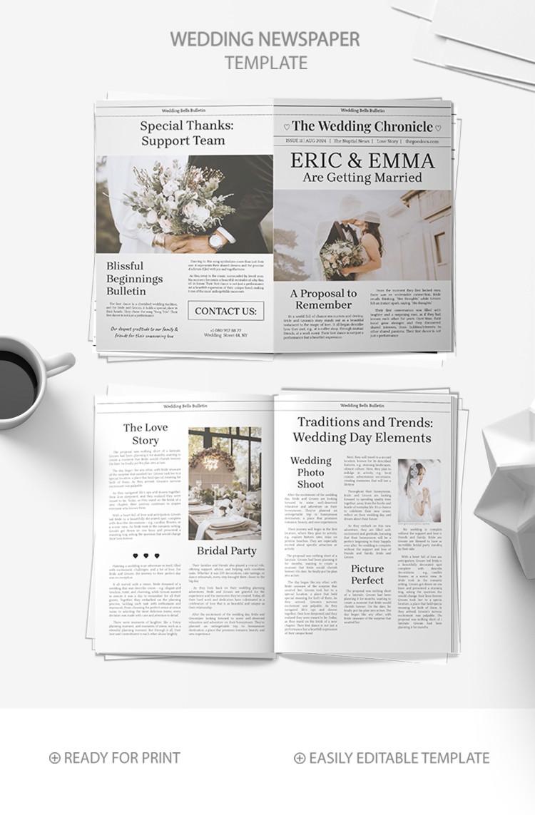 Free Wedding Newspaper Templates | thegoodocs.com, image size:750x1143
