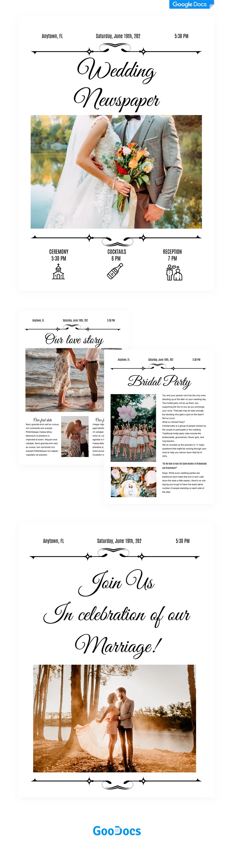 Journaux du jour de mariage - free Google Docs Template - 10062024