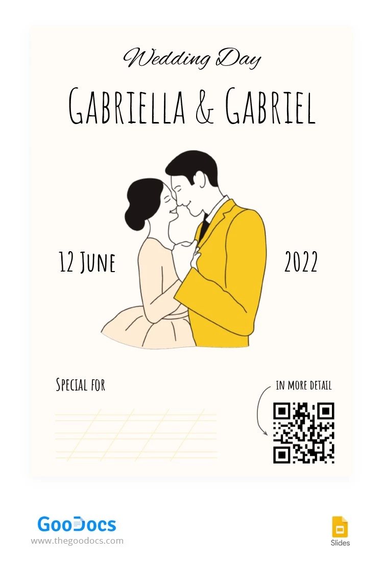 Convite Amarelo para o Dia do Casamento - free Google Docs Template - 10063550