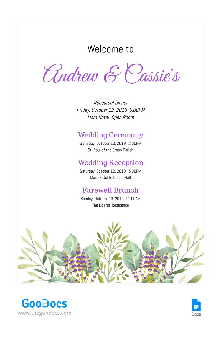 Hochzeit  Blumenreiseroute - free Google Docs Template - 10064212