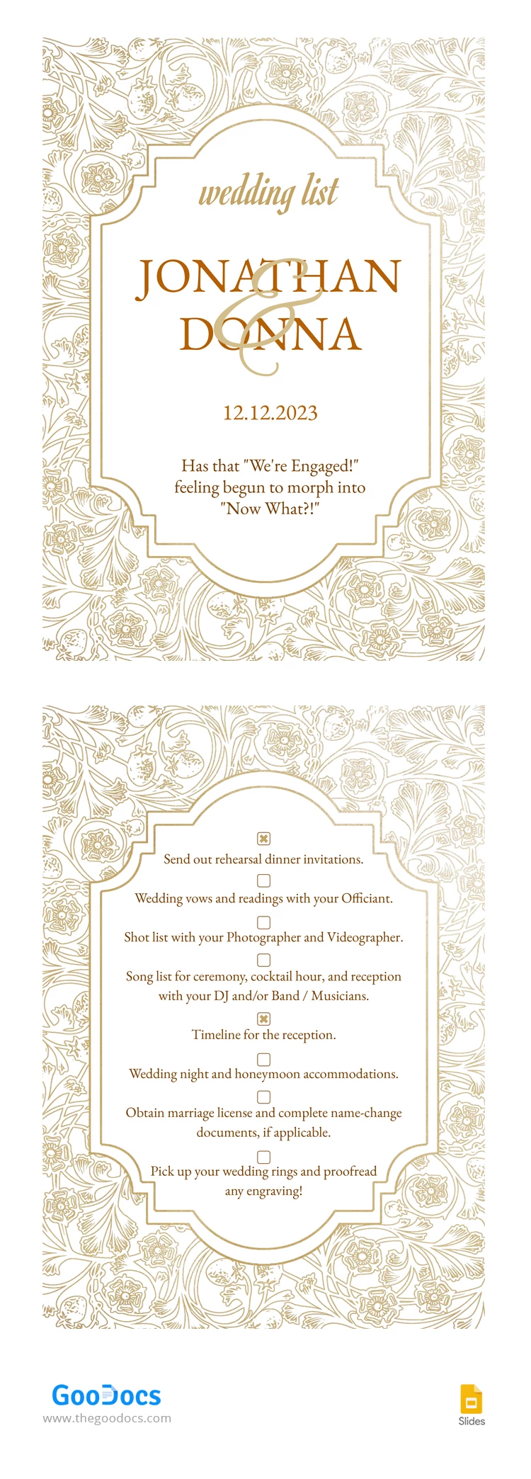 Lista floral de la boda. - free Google Docs Template - 10067154