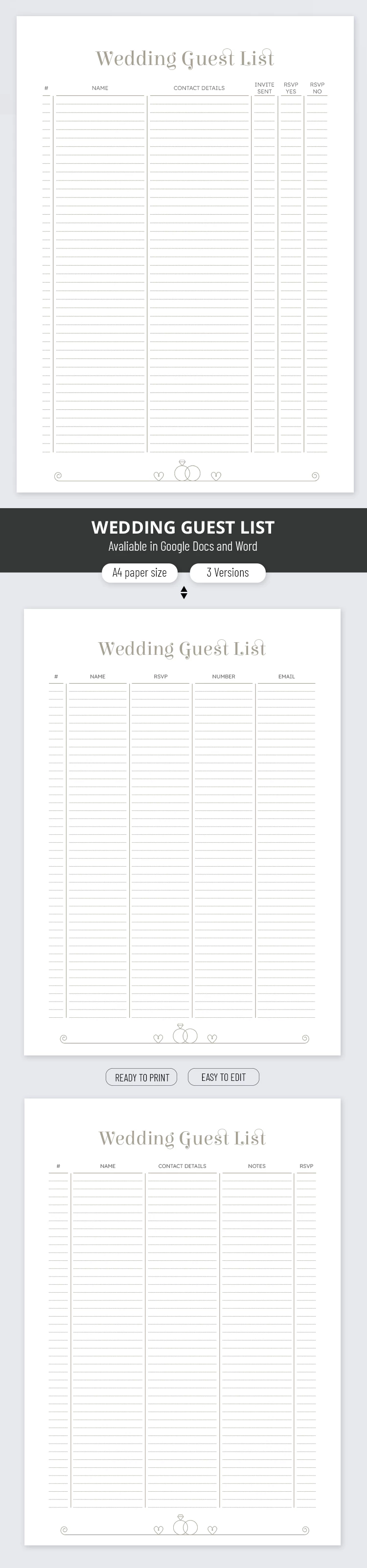 Lista de Convidados do Casamento - free Google Docs Template - 10069471