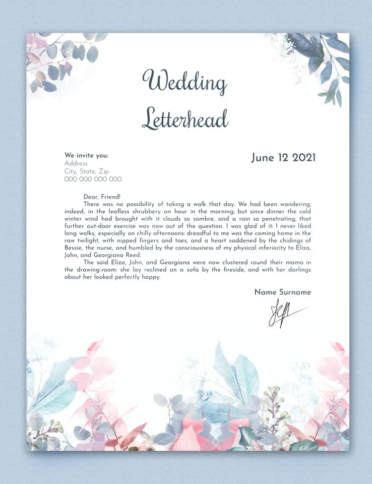 Wedding Letterhead - free Google Docs Template - 10061711
