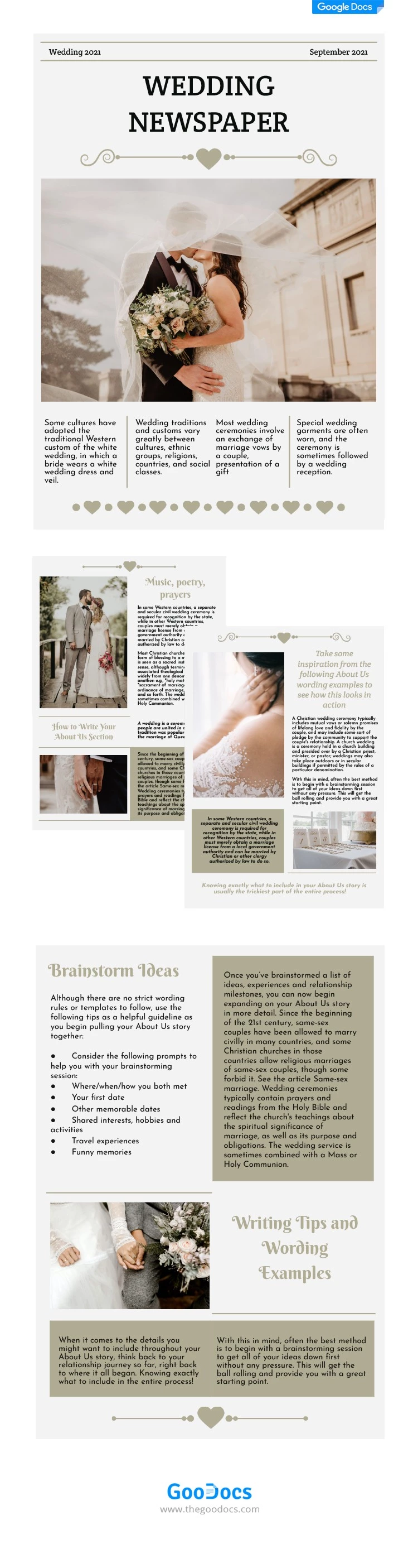 Beautiful Wedding Newspaper - free Google Docs Template - 10062031