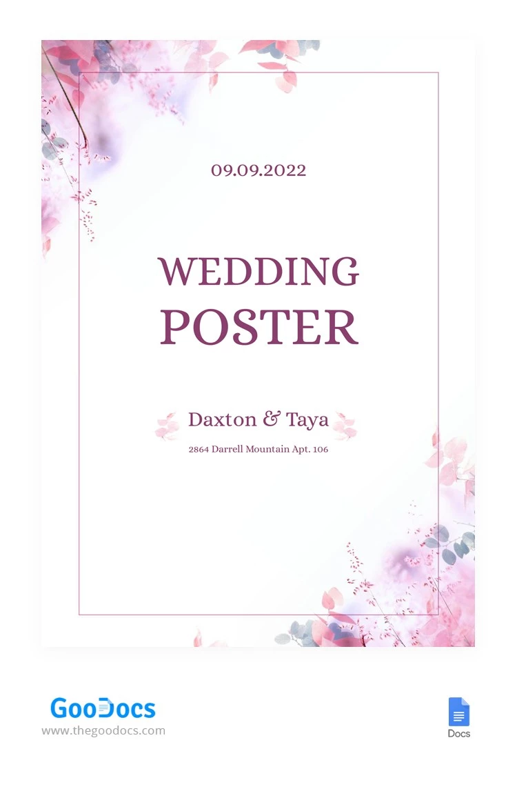 Poster del matrimonio - free Google Docs Template - 10062154