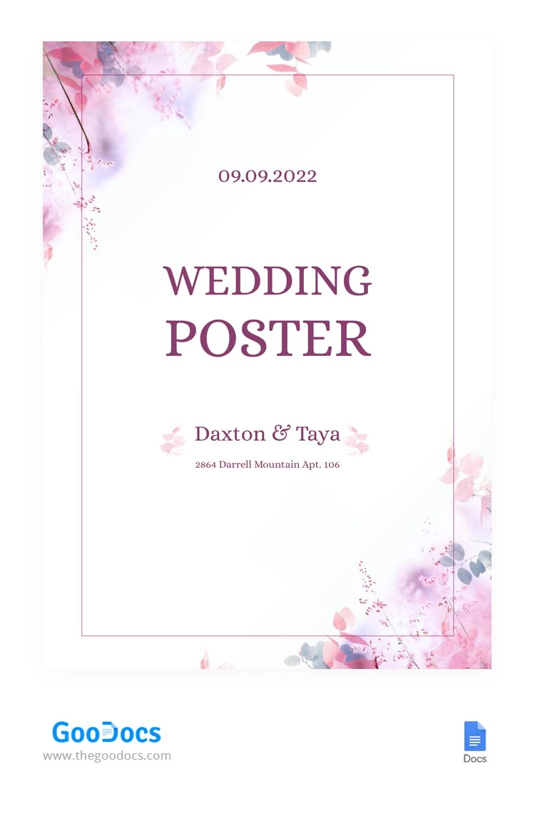 Hochzeitsplakat - free Google Docs Template - 10062154