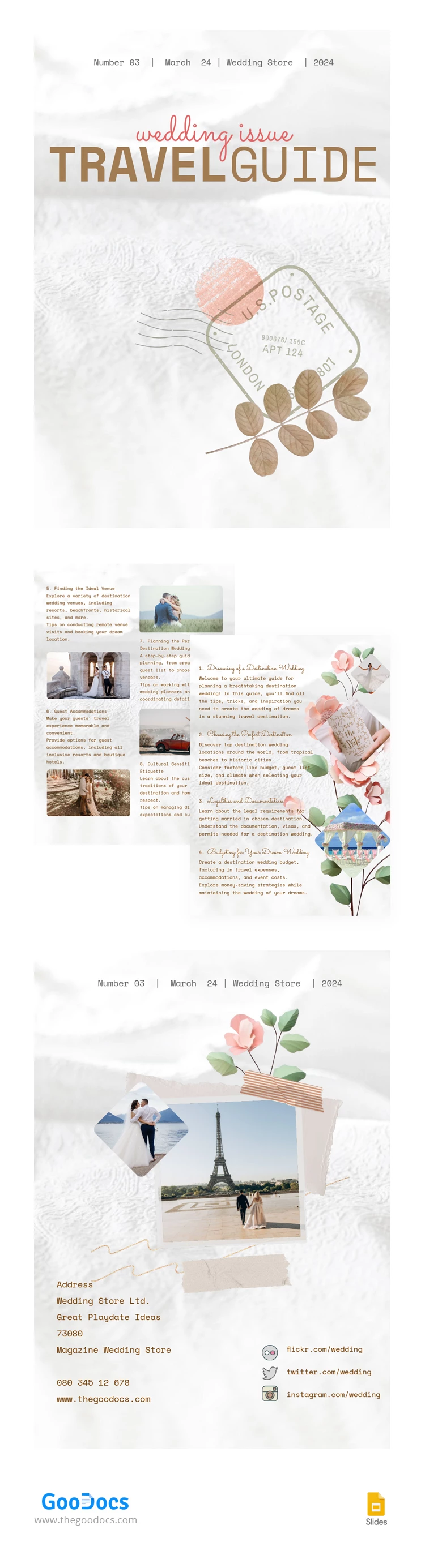 Guia de Viagem para Casamentos em Revista - free Google Docs Template - 10067403
