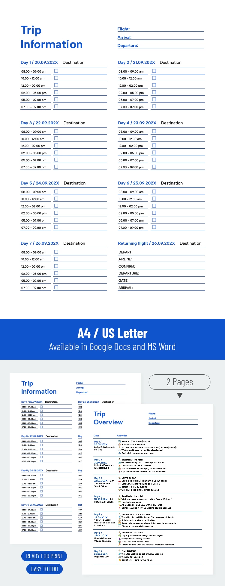 Itinéraire de voyage d'une semaine - free Google Docs Template - 10062061 Itinéraire de voyage d'une semaine - free Google Docs Template - 10062061