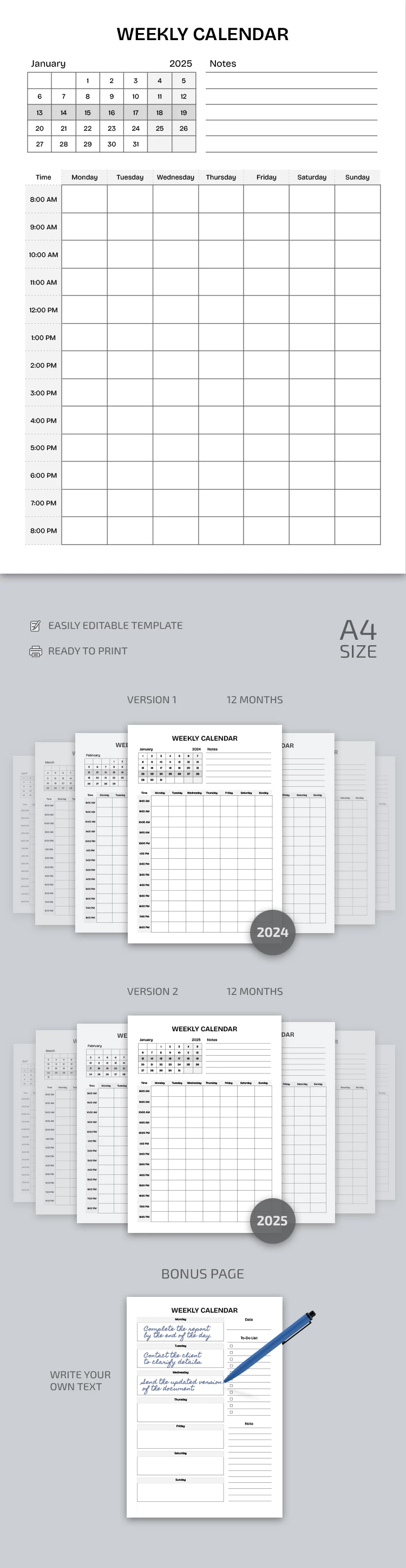 Calendrier hebdomadaire - free Google Docs Template - 10069123