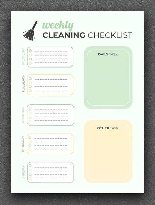 Weekly Cleaning Checklist - free Google Docs Template - 10061693