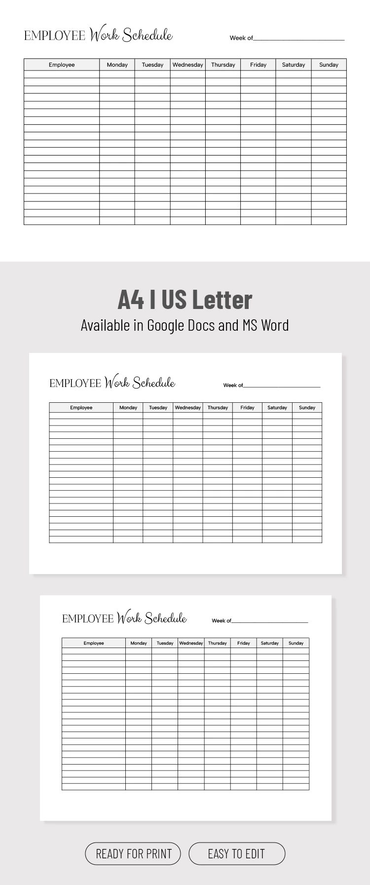 Modelo de agenda semanal de funcionários - free Google Docs Template - 10072008