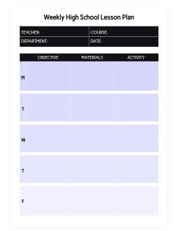 Free Weekly High School Lesson Plan Template In Google Docs