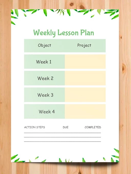 Elegante pianificazione settimanale delle lezioni - free Google Docs Template - 10061678