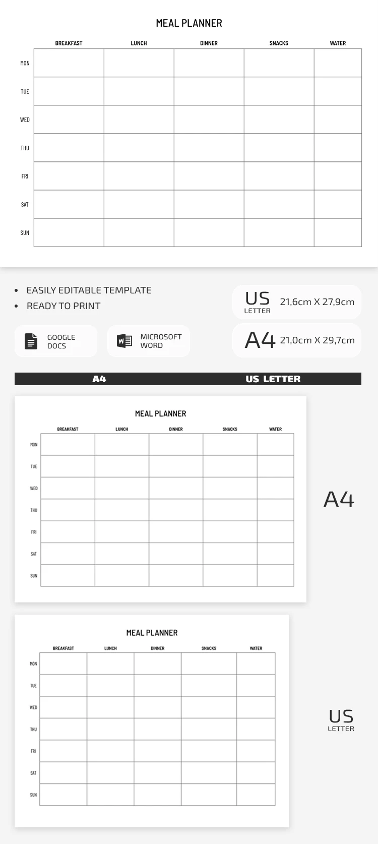 Weekly Meal Planner With Blank Notes Section & Requests - free Google Docs Template - 10072409