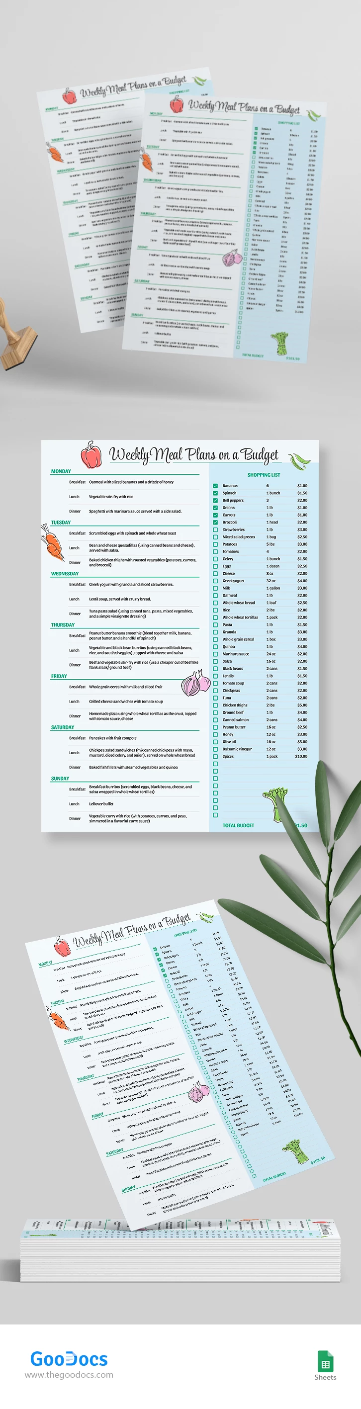 Budget hebdomadaire alimentaire - free Google Docs Template - 10068456