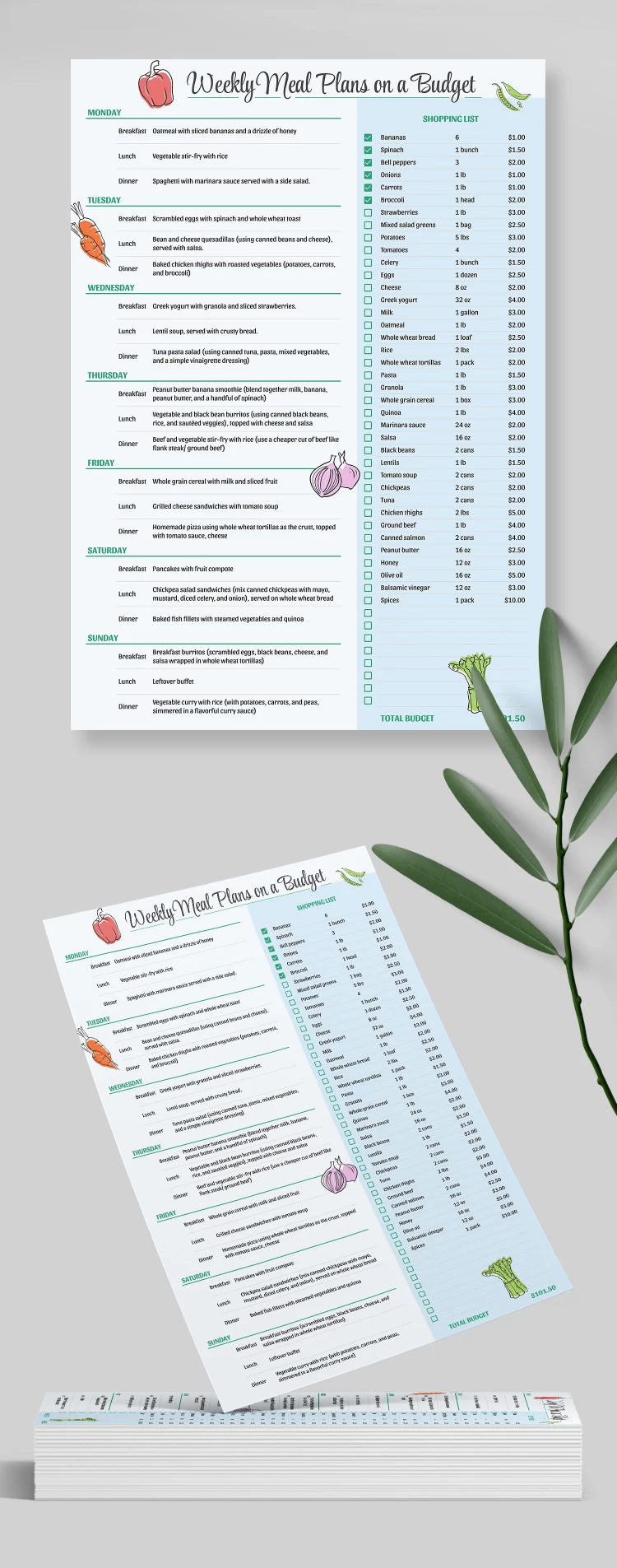 Weekly Meal Budget - free Google Docs Template - 10068456