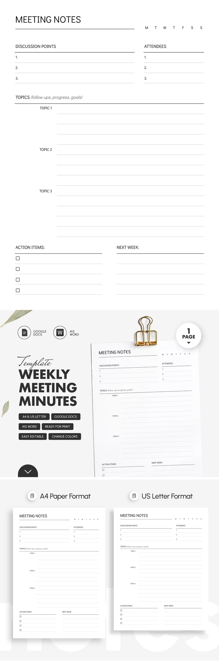 Weekly Meeting Minutes Template - free Google Docs Template - 10071412