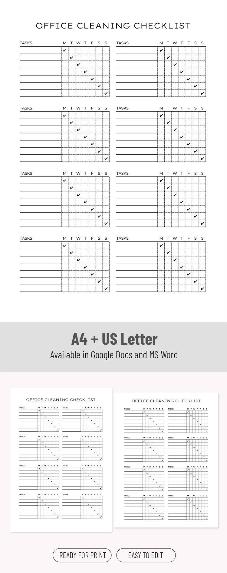 Lista de Verificação Semanal de Limpeza de Escritório Modelo - free Google Docs Template - 10072393