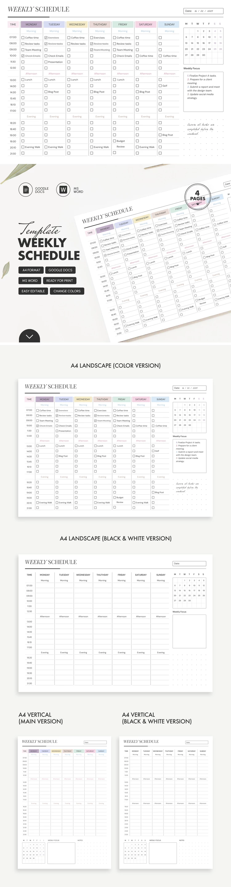 Weekly Schedule - free Google Docs Template - 10069463