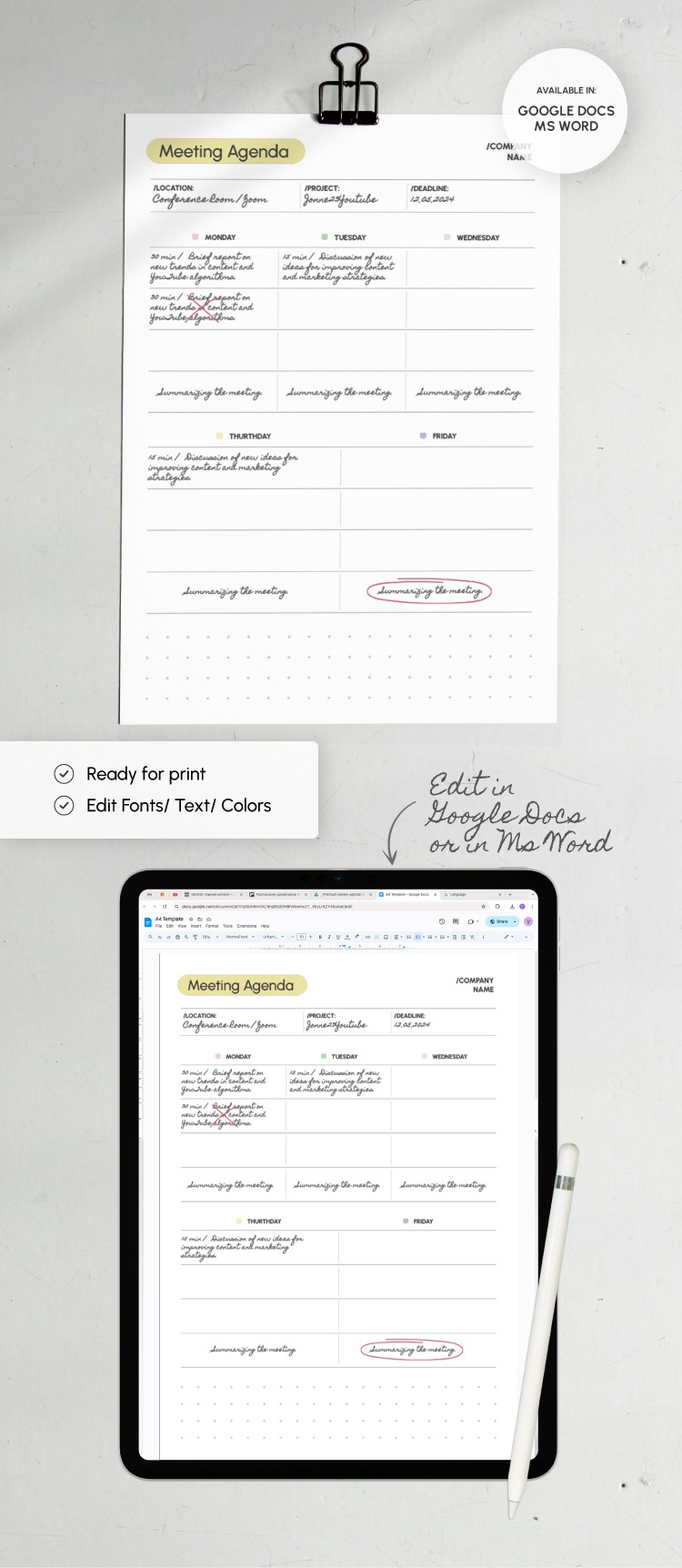 Plantillas de agenda de reuniones, image size:750x1724