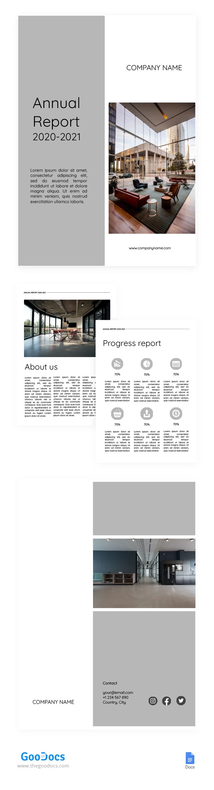 Rapporto annuale bianco e grigio - free Google Docs Template - 10062412