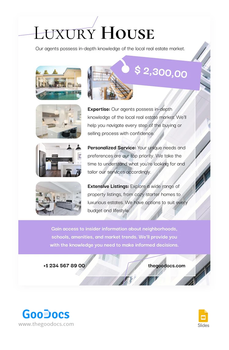 Dépliants immobiliers magnifiques en blanc - free Google Docs Template - 10067315
