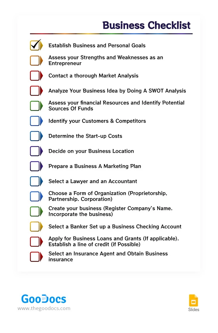 White Business Checklist - free Google Docs Template - 10065825