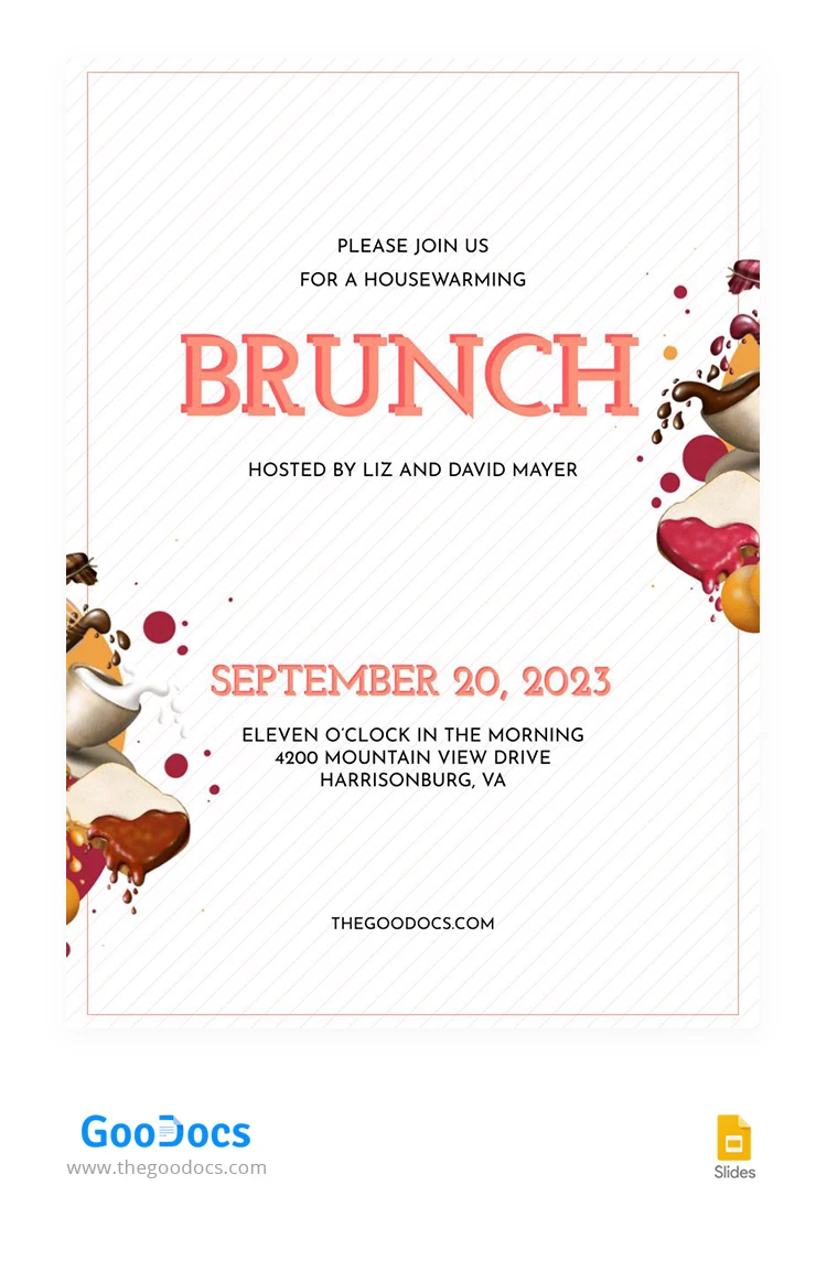 Invitaciones blancas y minimalistas para brunch. - free Google Docs Template - 10066980