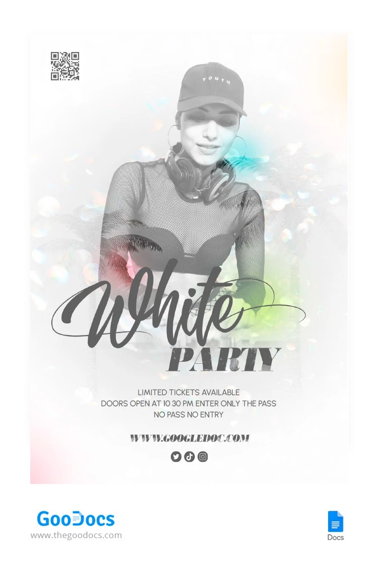 White Party Flyer - free Google Docs Template - 10064998