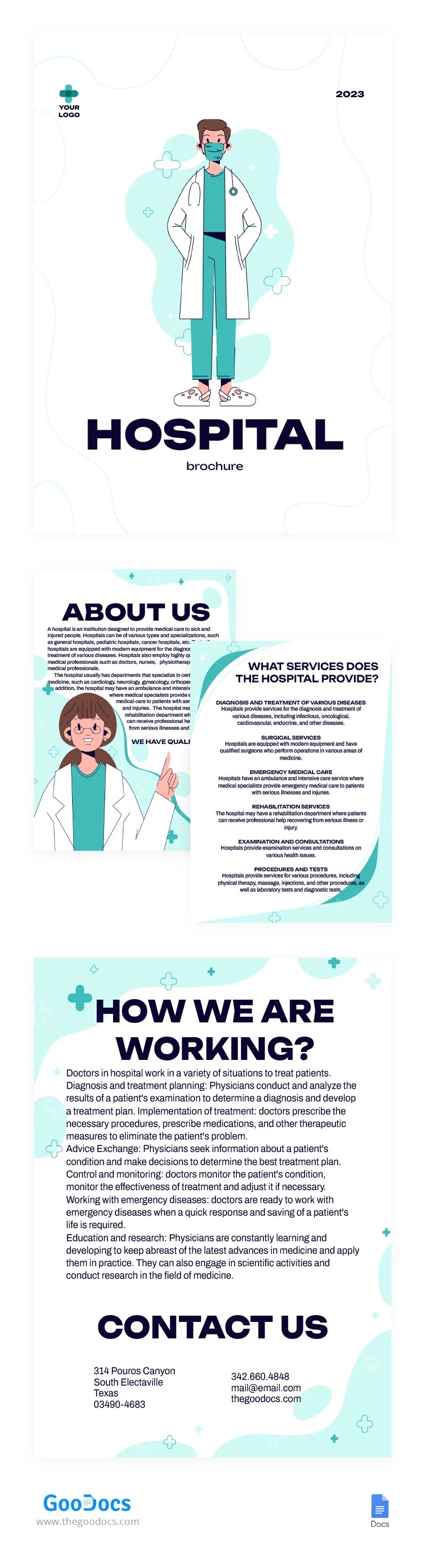 White Professional Hospital Brochure - free Google Docs Template - 10066054
