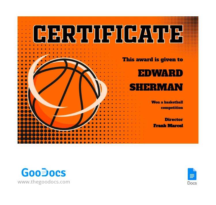 Orange Winner Certificate - free Google Docs Template - 10065331