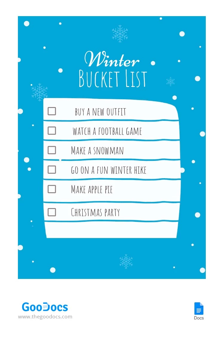 Winter Bucket List - free Google Docs Template - 10062942