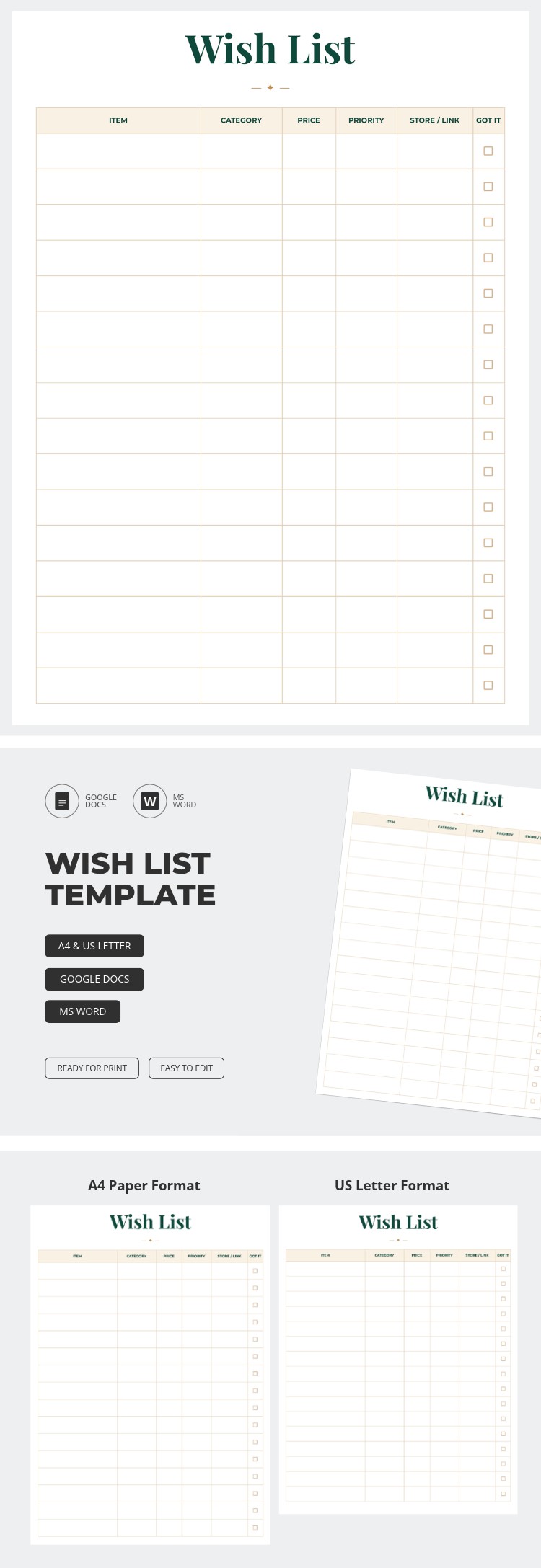 Free Wish List Template in Google Docs and Microsoft Word | thegoodocs.com