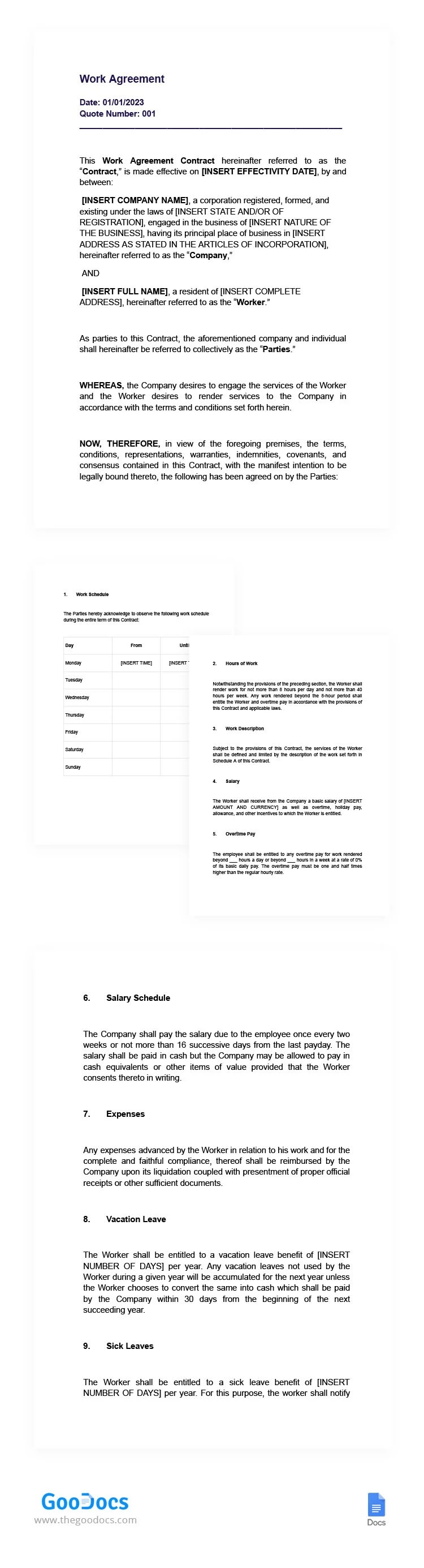 Acuerdo de trabajo - free Google Docs Template - 10065865