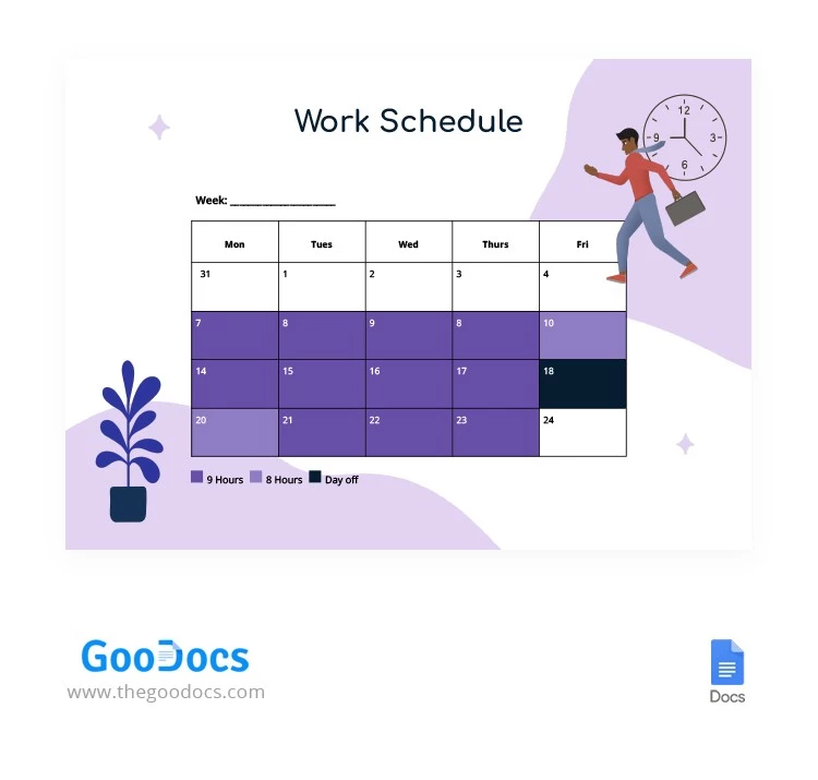 Arbeitszeitplan - free Google Docs Template - 10062651