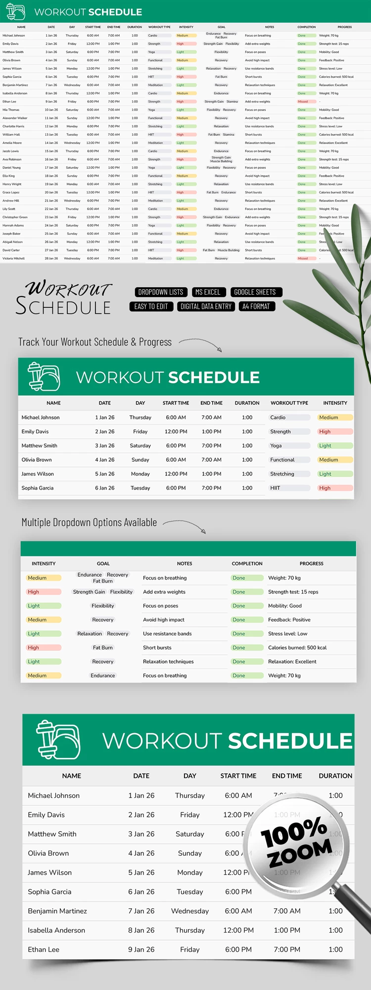 Workout Schedule - free Google Docs Template - 10069778