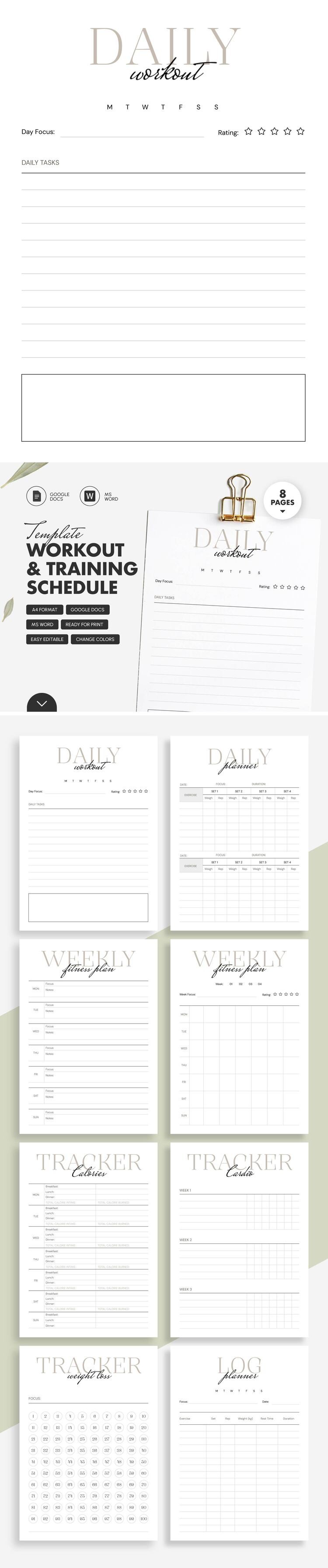 Modèles gratuits de planning d'entraînement pour Google Docs et Sheets |  thegoodocs.com, image size:750x3589