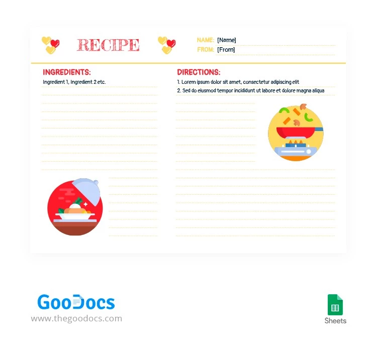 Gelbes und rotes Rezept - free Google Docs Template - 10063110