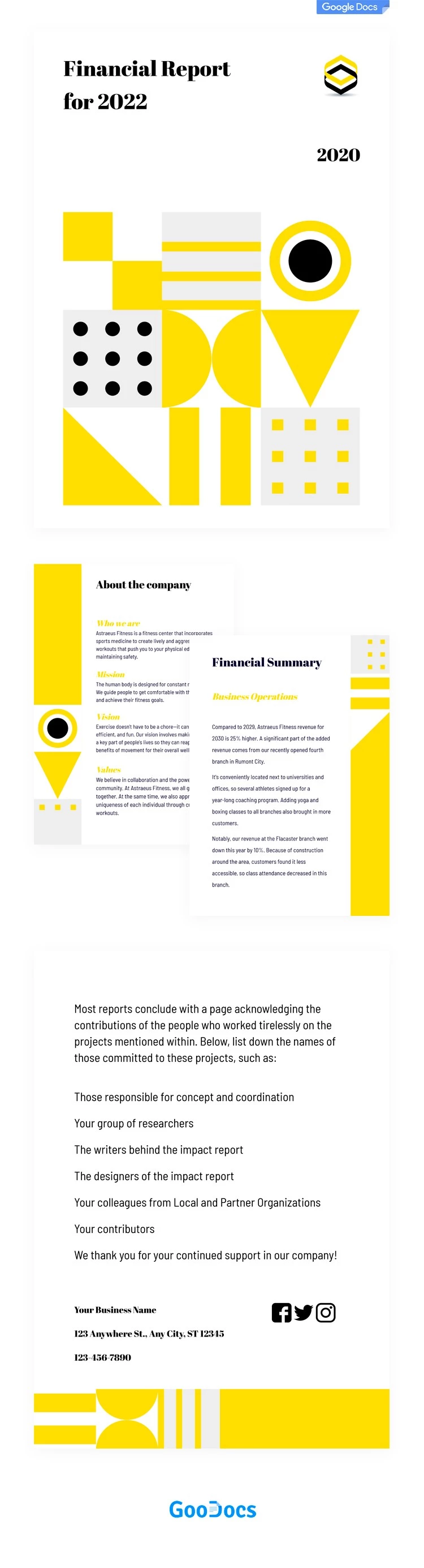 Rapporto finanziario giallo - free Google Docs Template - 10062001