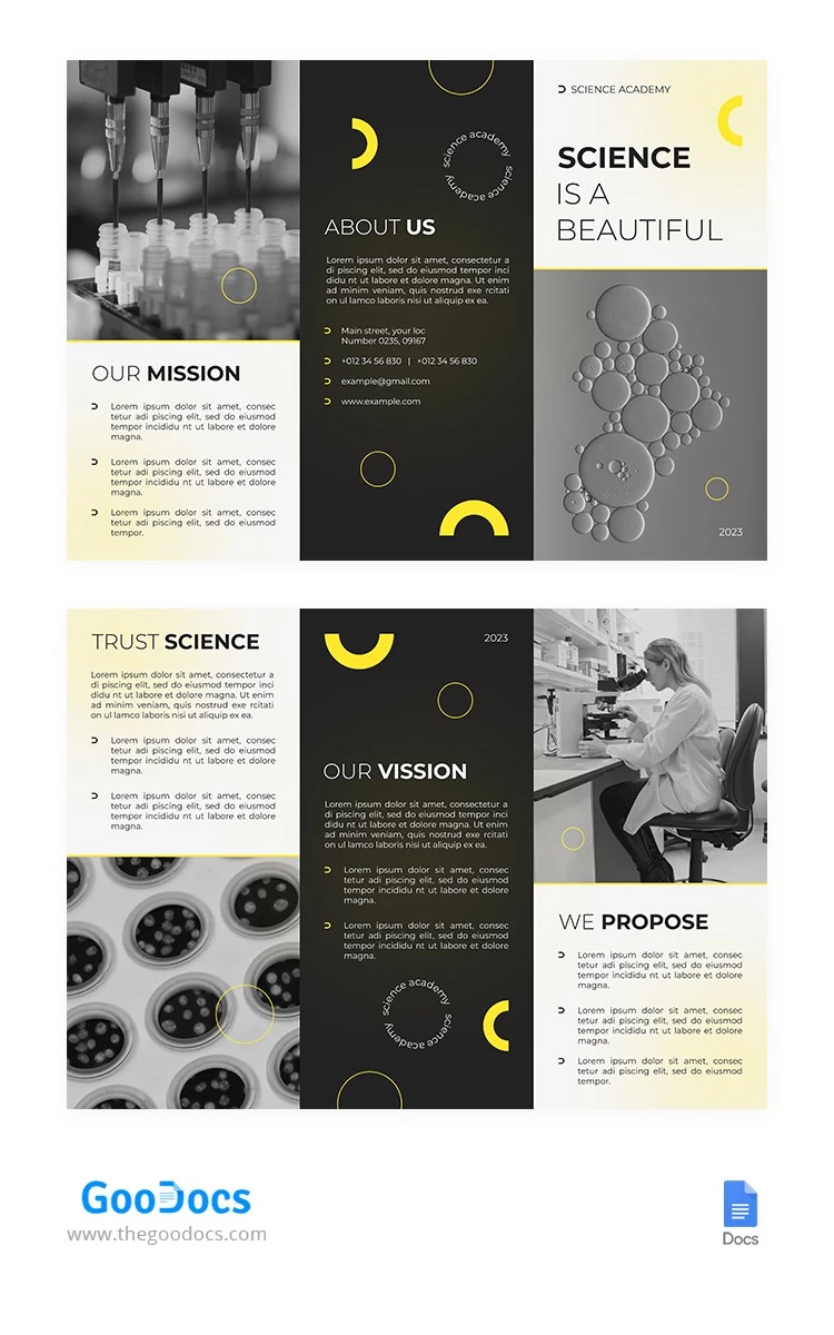 Yellow Gradient Science Brochure - free Google Docs Template - 10066134
