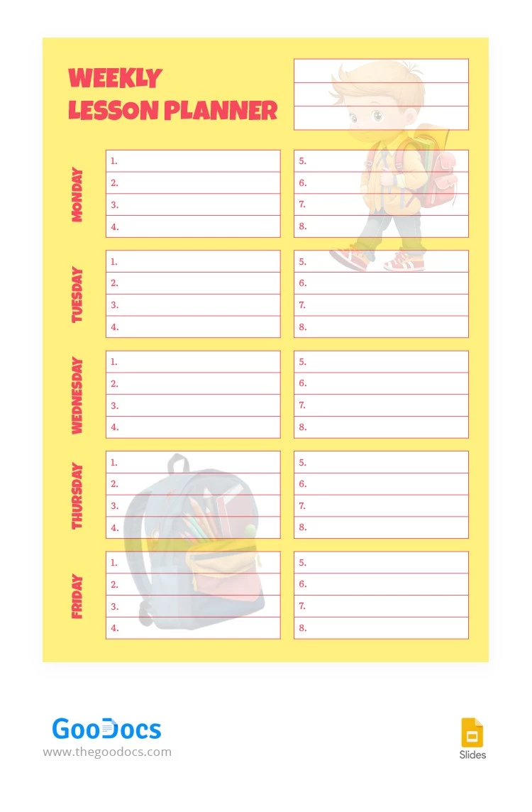 Yellow Planner Lesson - free Google Docs Template - 10065251
