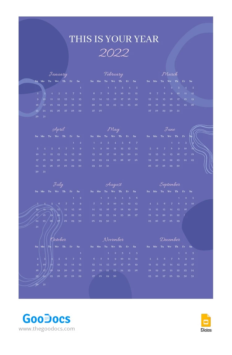 Calendario speciale per te stesso - free Google Docs Template - 10062987