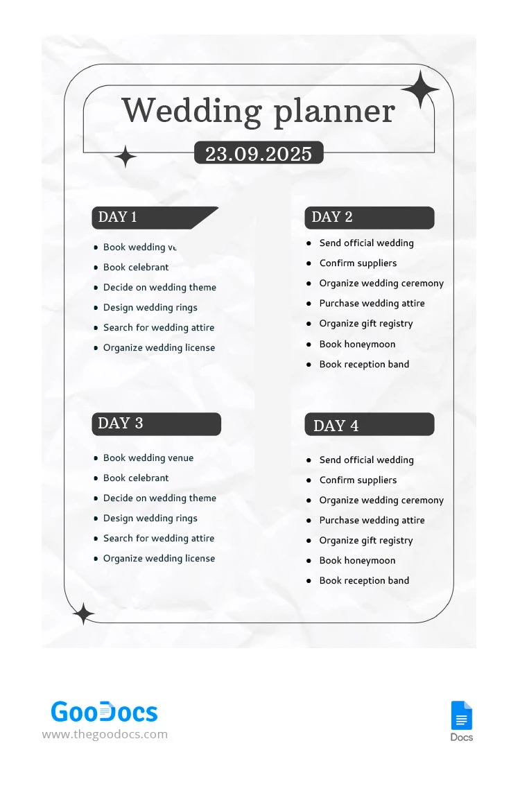 Il tuo Wedding Planner - free Google Docs Template - 10066190