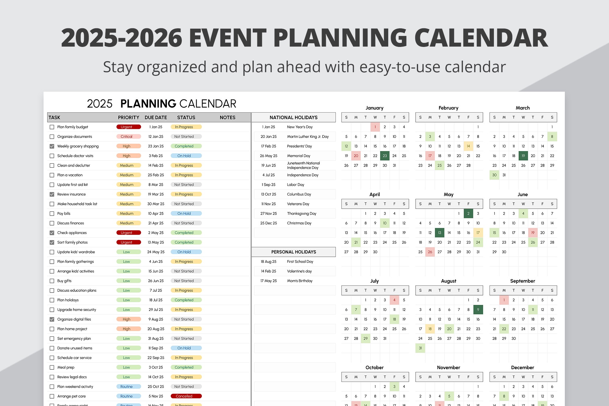 2025-2026 Event Planning Calendar - Free Google Docs Template - 10069973 - Slide 1