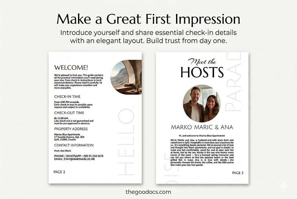 Vista previa de Plantilla de Guía de Bienvenida de Airbnb Estética para Google Docs and Microsoft Word - Ver 2