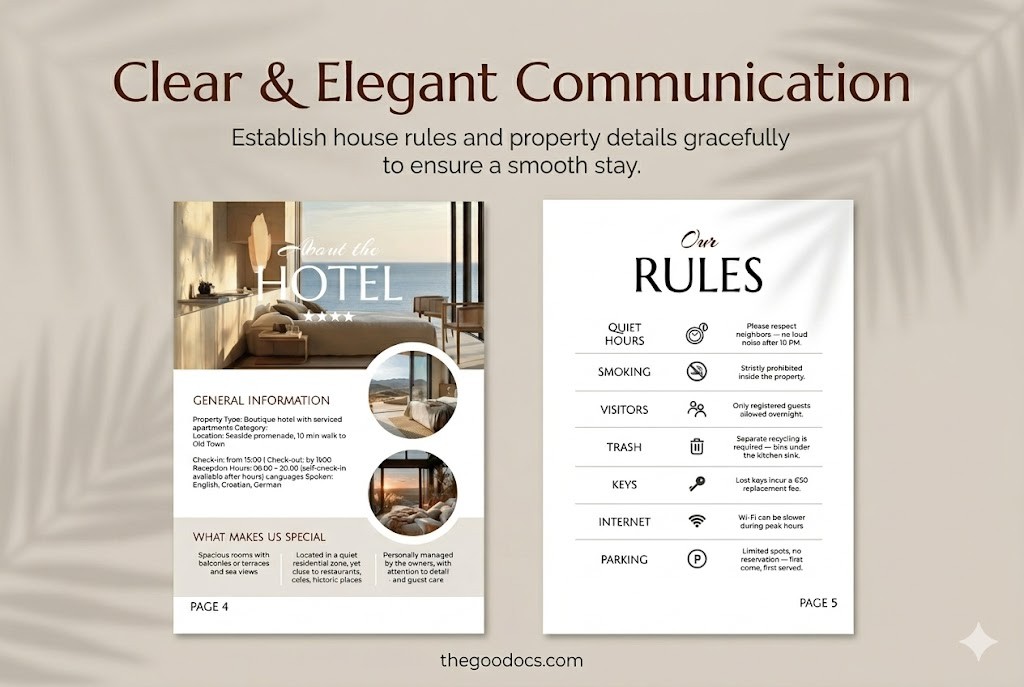 Vista previa de Plantilla de Guía de Bienvenida de Airbnb Estética para Google Docs and Microsoft Word - Ver 3