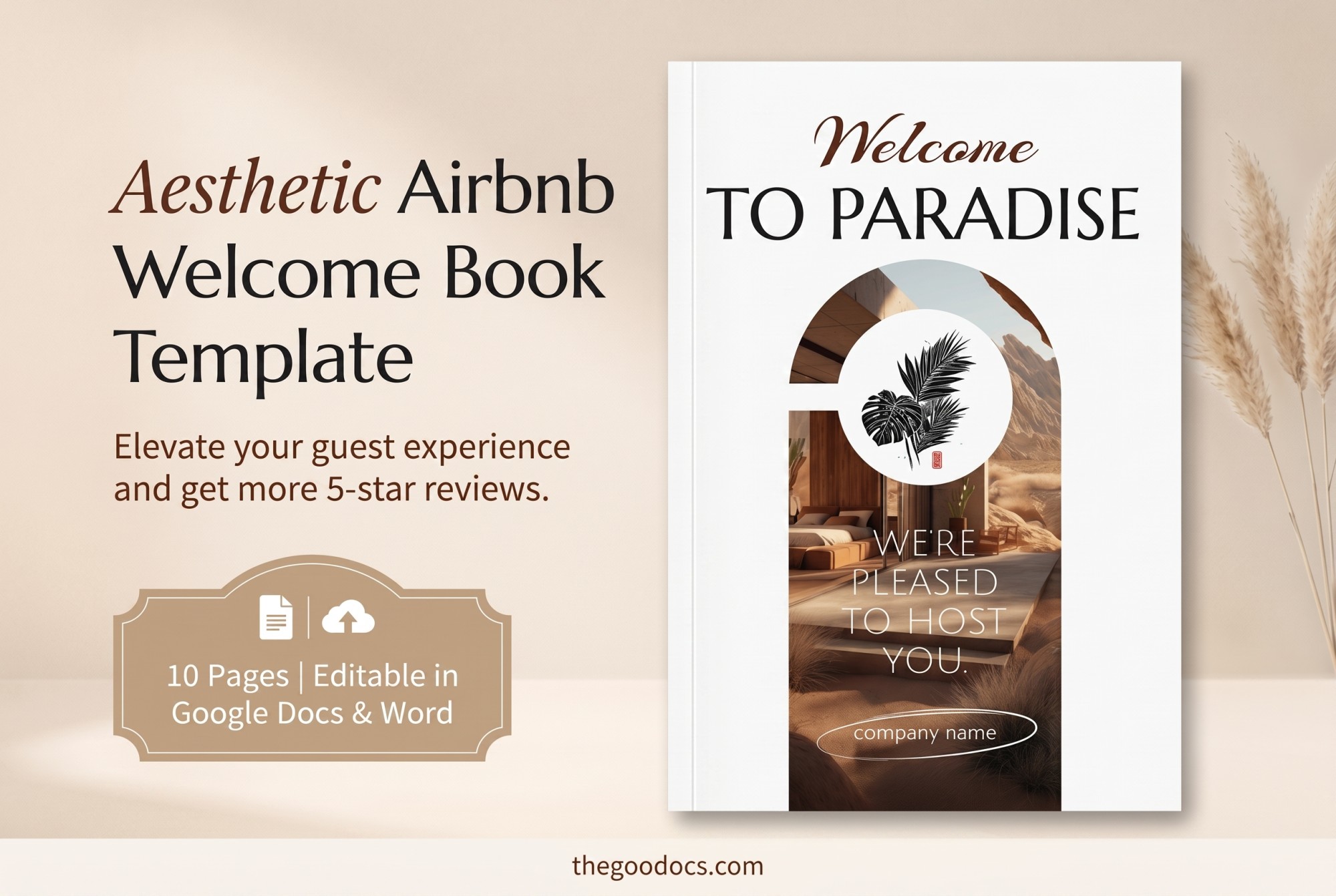 Preview of Aesthetic Airbnb Welcome Book Template for Google Docs and Microsoft Word - View 1