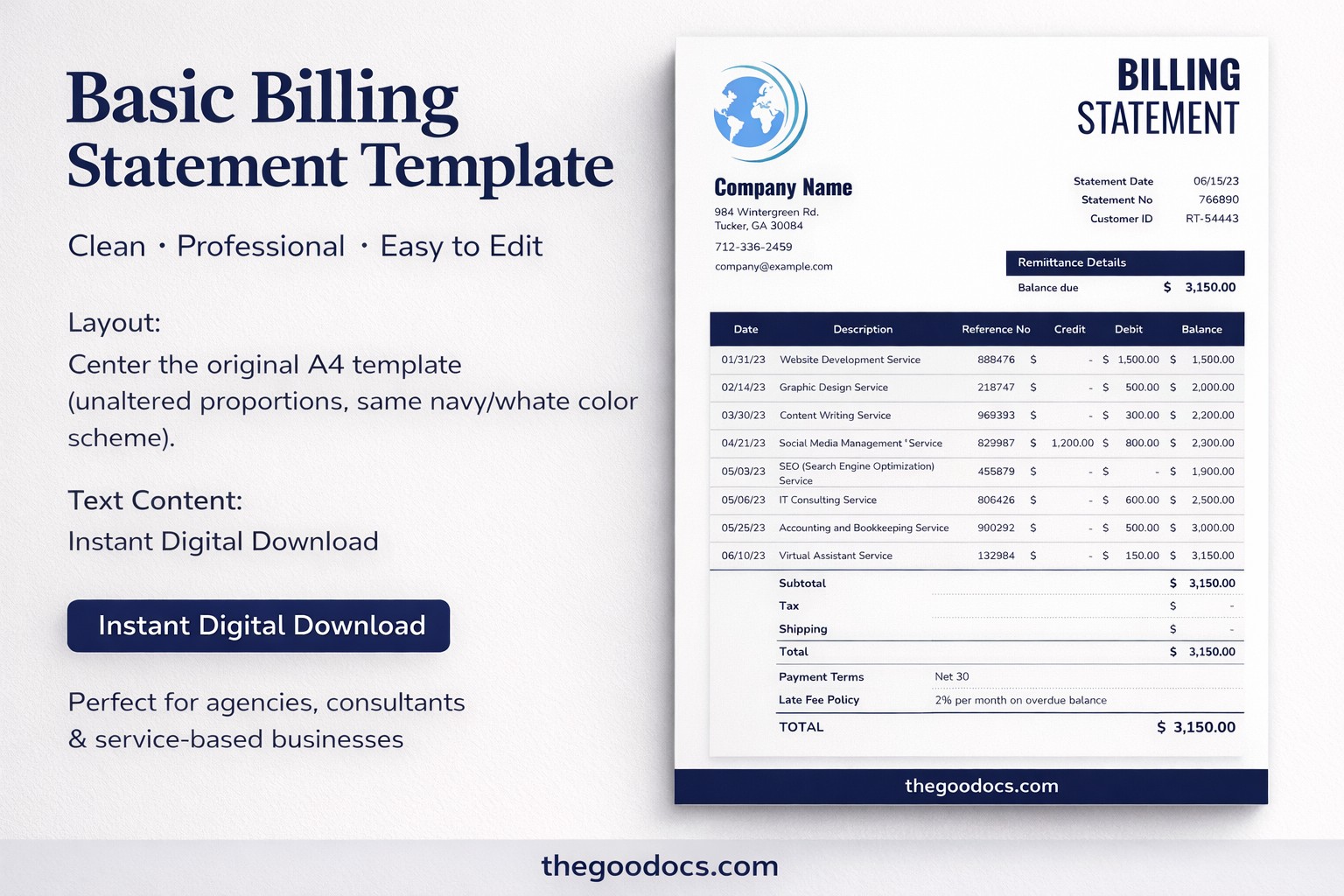 Basic Billing Statement - Free Google Docs Template - 10066512 - Slide 1